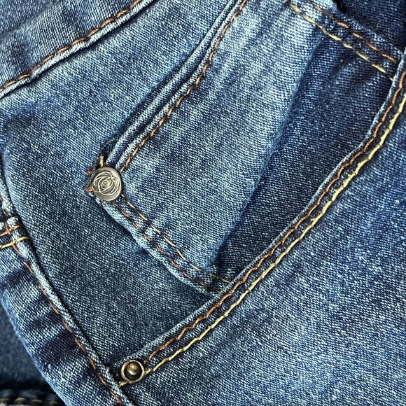 Thorn Dark Blue Denim Mid Rise Tapered Jeans Size 20 W - Picture 3 of 8